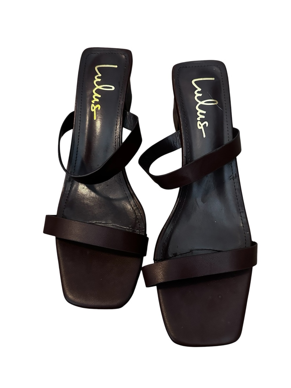 Lulu's Dark Brown Strappy Square-Toe Slide Sandals Size 8